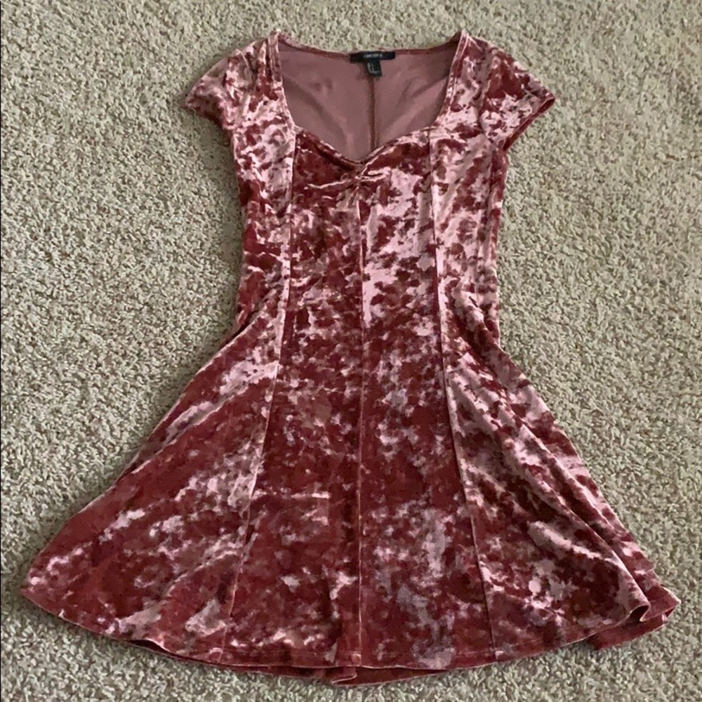 Forever 21 Pink Crushed Velvet Mini Dress